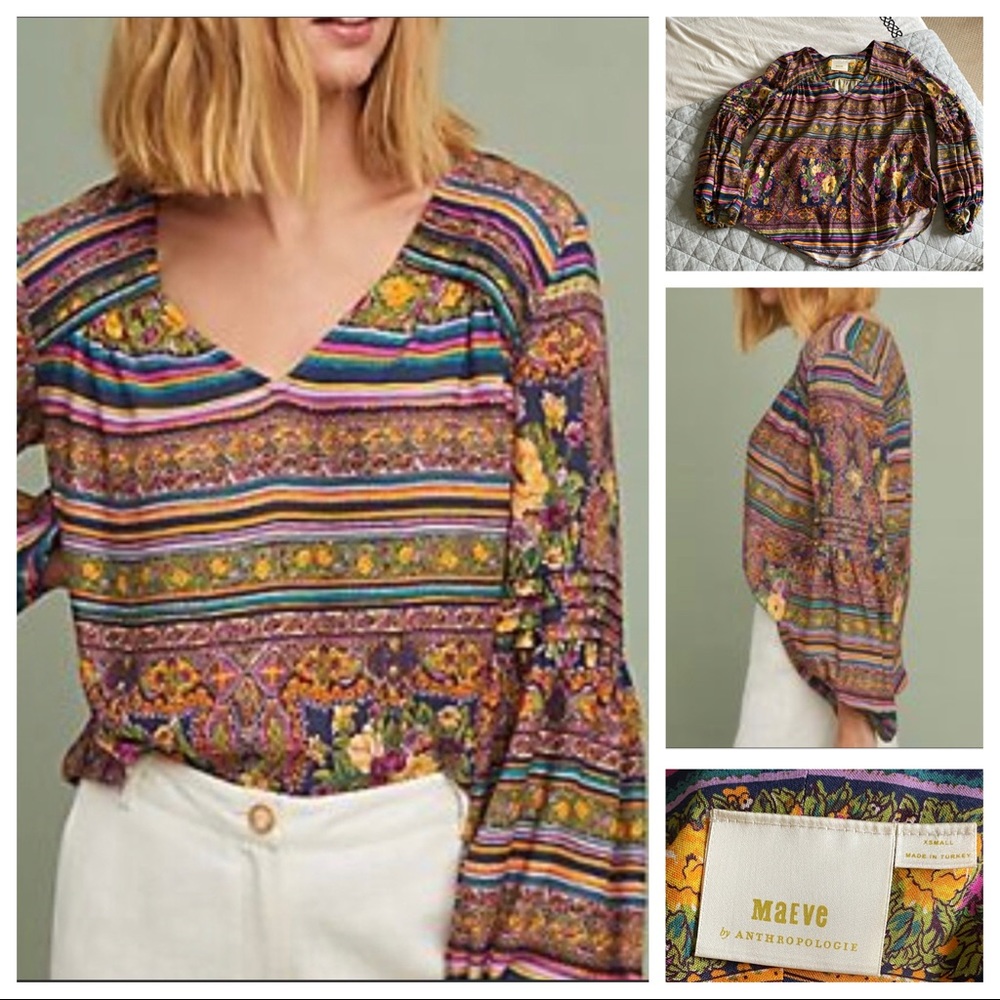 Anthropologie Maeve ceresco peasant top
